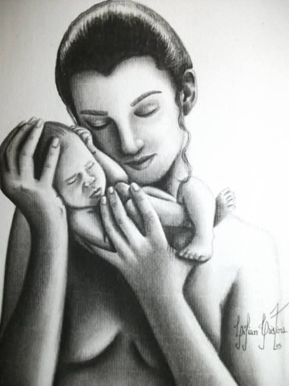 Obra de arte Mãe e Filho por Lílian Cristina